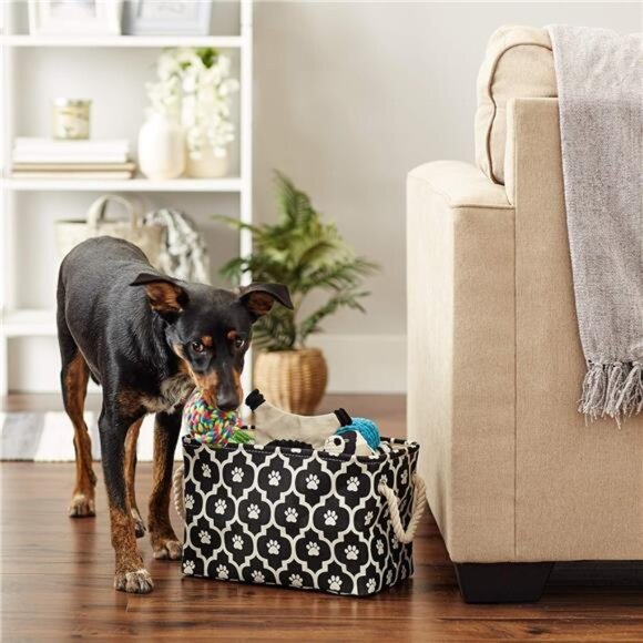 Pet Storage Collection Lattice Paw Print, Small Rectangle, Black - Picture 5 of 7